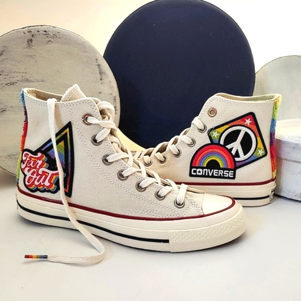 Converse NEW Special Edition Chuck 70's Rainbow Patch High Top Shoes 7.5